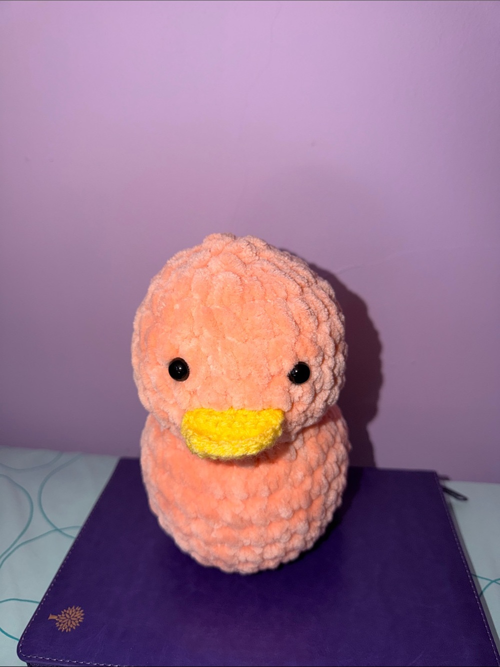 New Plush Peach Duck with Yellow Beak